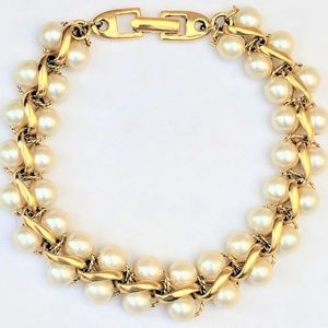 Vintage Napier Faux Pearl Twist Bracelet
